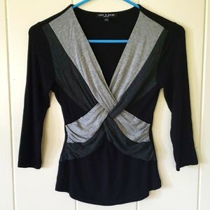 Womens Cable & Gauge Petite 3/4 Sleeve  Top w Twist Front